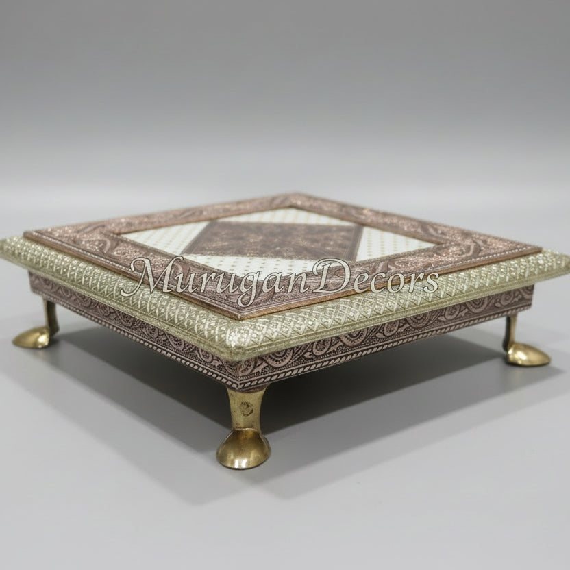 Handcraft wooden Pooja Chowki for God Sitting, Puja Aasan, Chaurang, Puja Stool for God, Table for God Idols, Bajot gift, Pooja peeta, Pooja Mandir