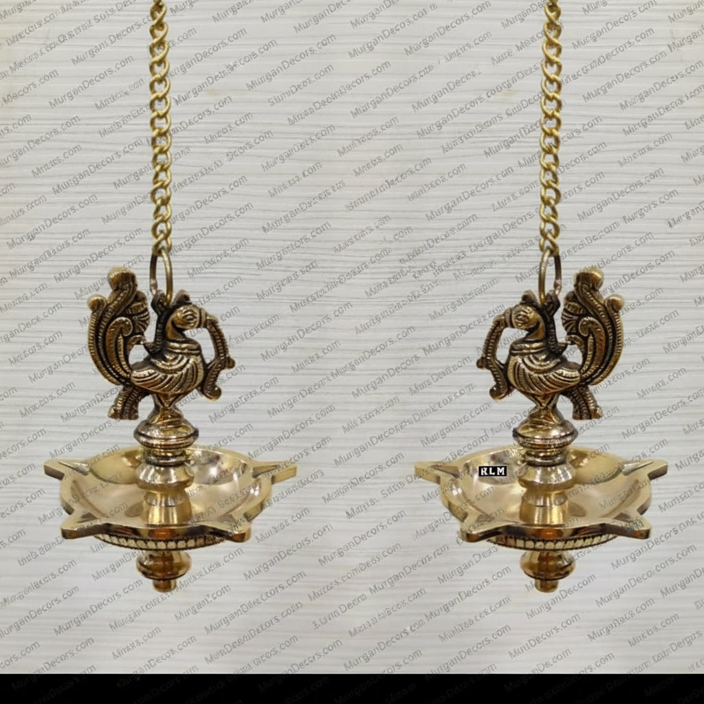 brass peacock hanging diya/ villakku/brass hanging lamp | Brass Annam vilakku Oil Lamp | Traditional Indian Pooja Vilakku| decorative hanging lamp for housewarming gifts
