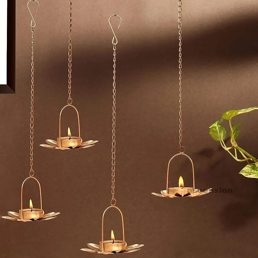 Metal decorative hanging t-light holder