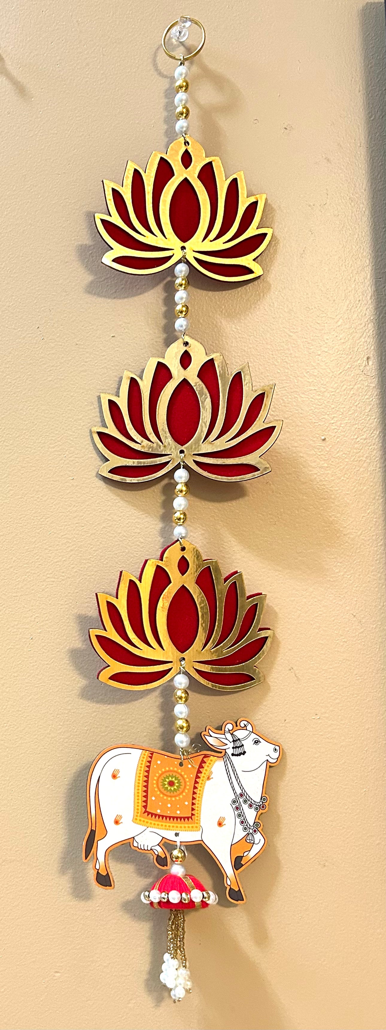 3 Lotus Cow hanging Latkan Thoran set for all festival decorations