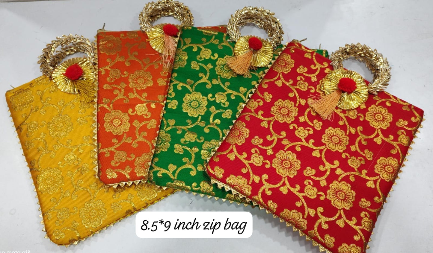 printed Silk Potli Bag | Embroidered Design | Indian Wedding Return Gift Pouch|silk threaded potli bags | Wedding/Diwali/housewarming/festival favors and Return Gift |Traditional Housewarming Gifting