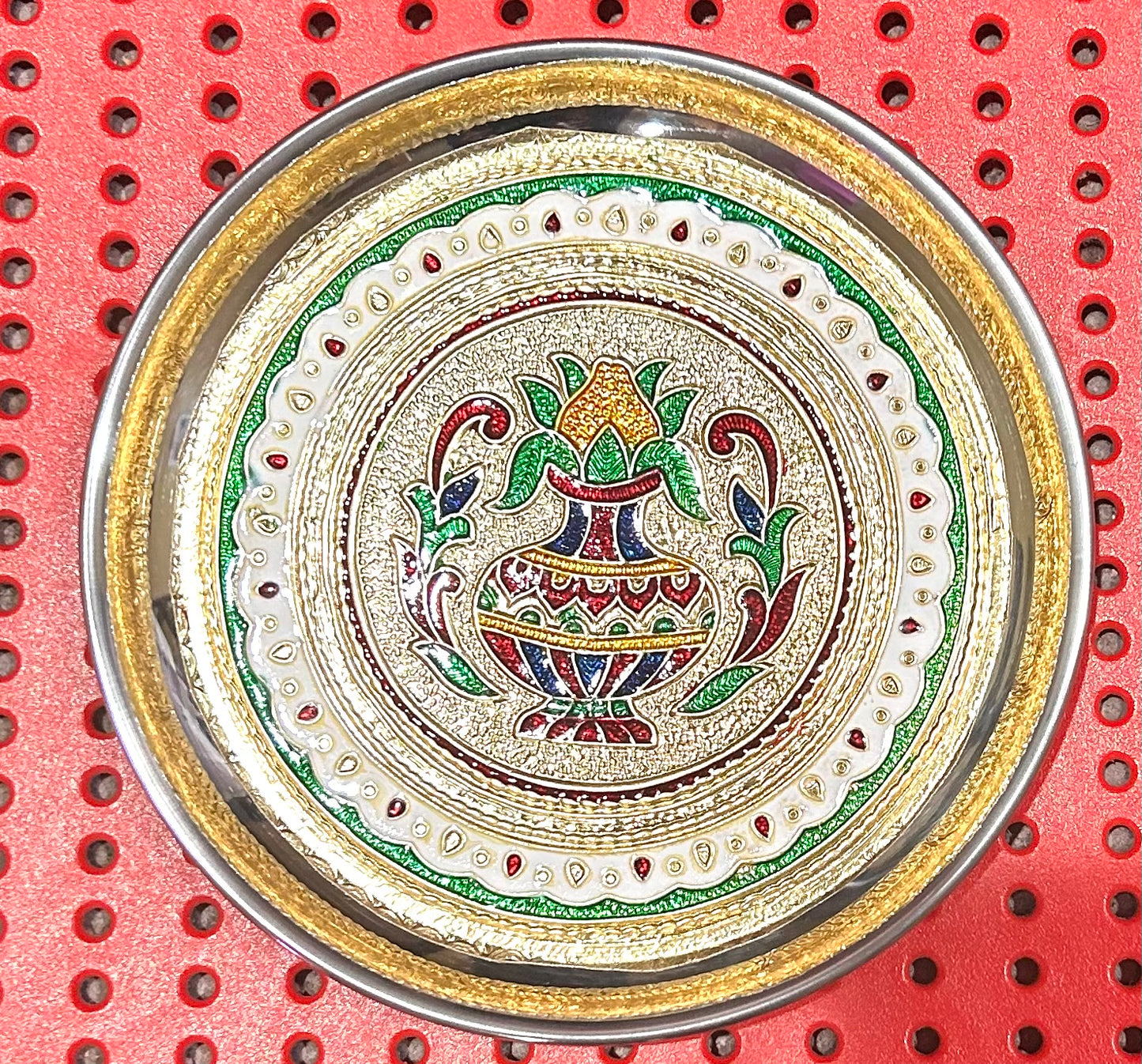 Meenakari plate/Pooja Thali 7 inch