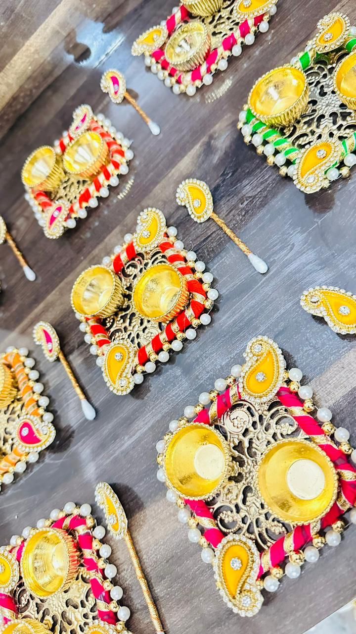 Haldi Kumkum platter with Tilak stick