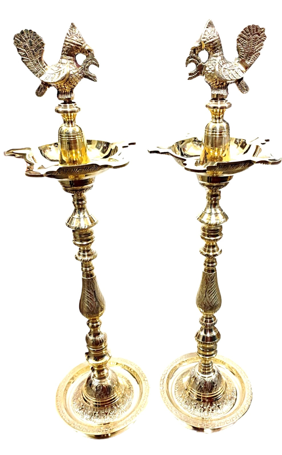 brass peacock kuthu villakku/brass standing lamp set