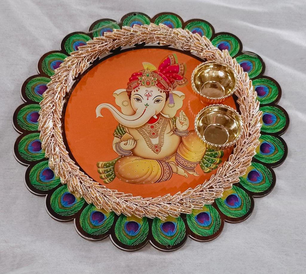 Ganesha Haldi Kunkum plate for return gifts for Diwali ,Pooja Favors,Navaratri