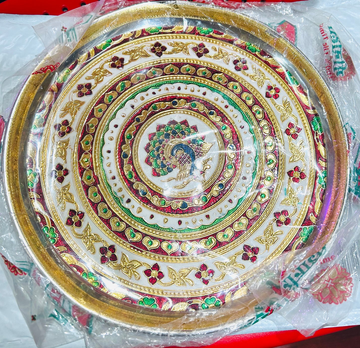 Meenakari pooja plate/Thali 11 inch
