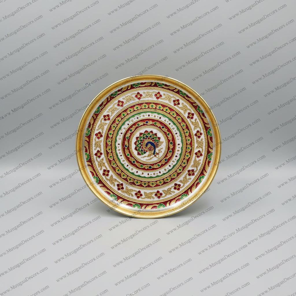 11 Inch Meenakari Pooja Plate / Thali — Housewarming pooja and Hindu Wedding Thamboolam Gifts