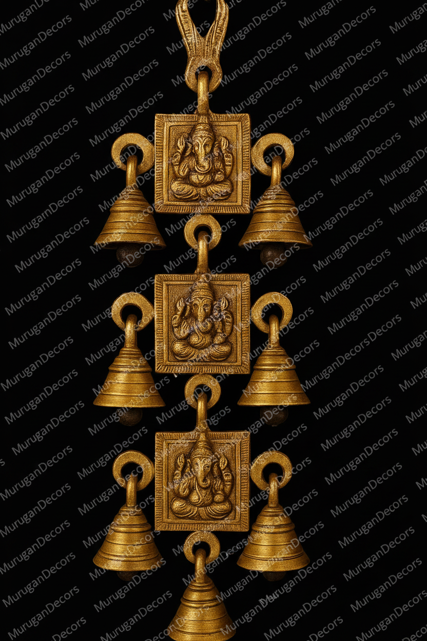 Brass Ganesha Wall Hanging Bells/Home Decor Item/Best House Warming Gift/Home Decorative by Indian Collectible 1 pc