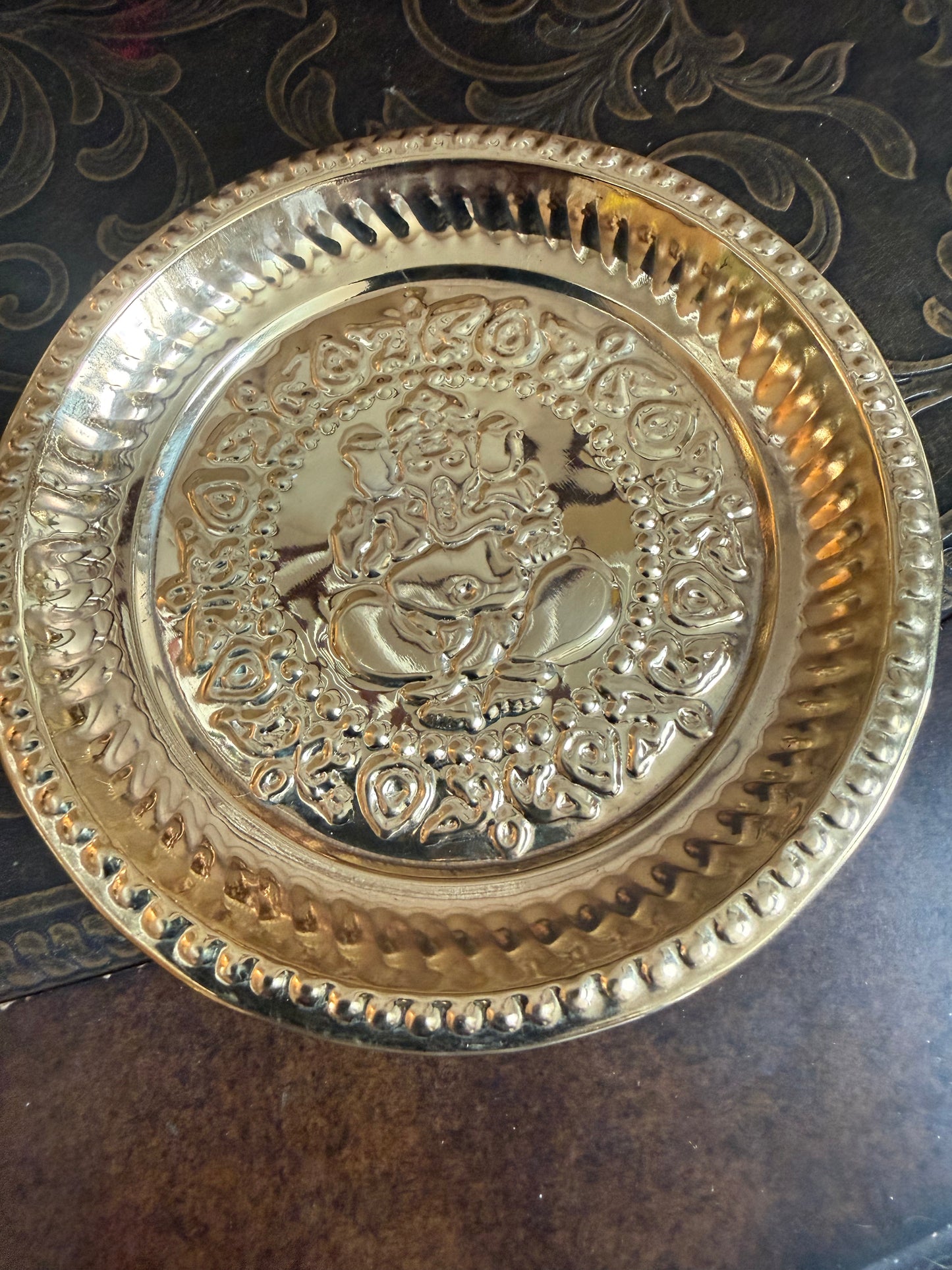 brass pooja plate with Ganesha| Diya stand|villakku manai|pooja thali| puja plate | pooja favours | housewarming return gifts |