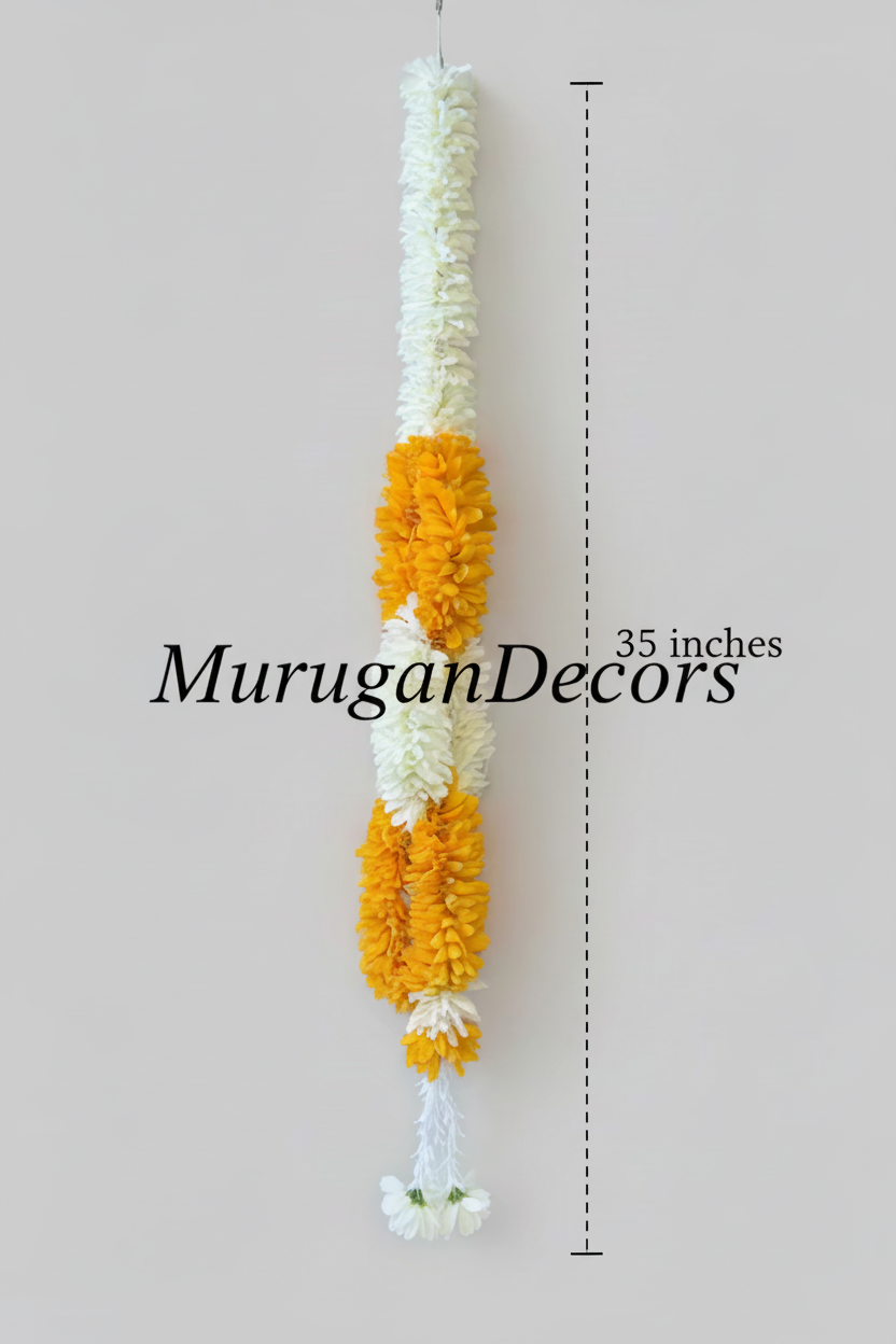 3.5 feet Green and Prink white garland |Lilly garland for housewarming decoration backdrop garlands(count-1)|Haldi decorations|wedding and diwali garlands|ganesha festival hanging decors