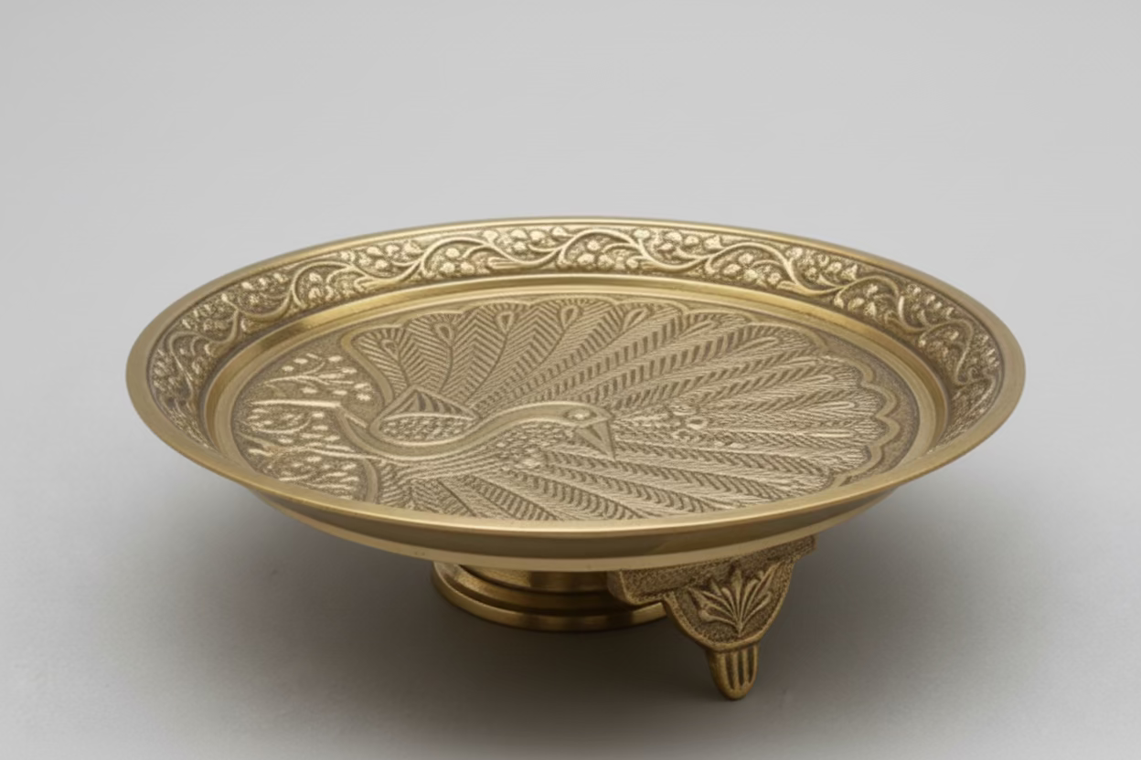 Brass Antique Finish Swamy Stand/Brass Traditional Pooja Chowki/Pooja peacock design Stand/Pooja Décor/Puja Mandir Décor/Samy Peedam/Chowki 6 inch |Brass Pooja Chowki | Handcrafted Brass Manai & God Stand for Mandir