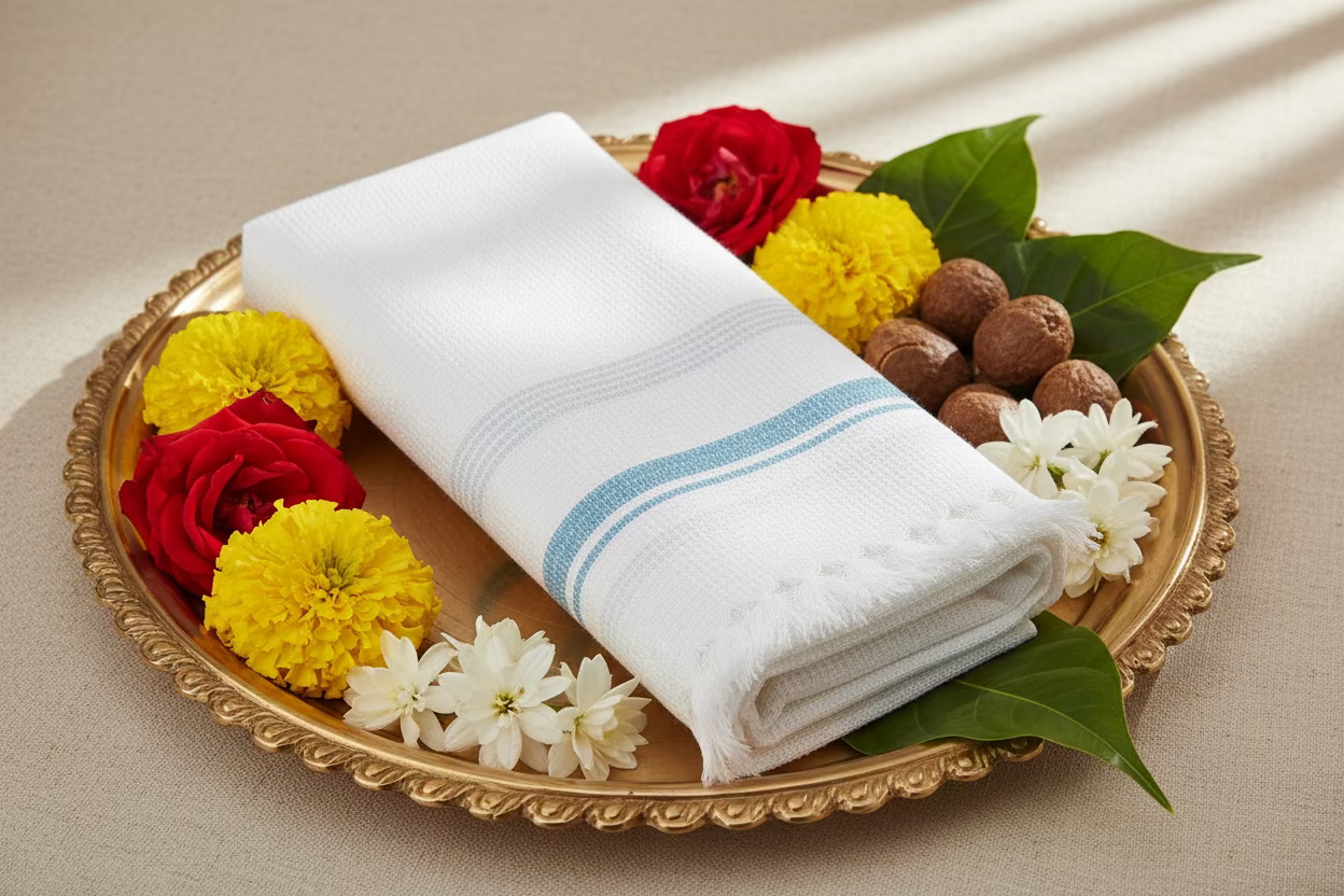 Traditional Cotton Towel|pooja towel |Cotton angavastram|Wedding Gift/ Wedding / Puja Item/ Dhoti/ Cotton cloth|Iyyar Angavastram|Pooja cloth for satyanarayana pooja |Housewarming pooja| thamboolam