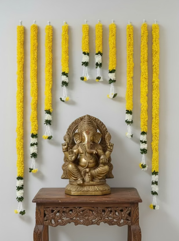 Indian Artificial flower garland pooja backdrop garland set for housewarming/festival decorations/pink garlands