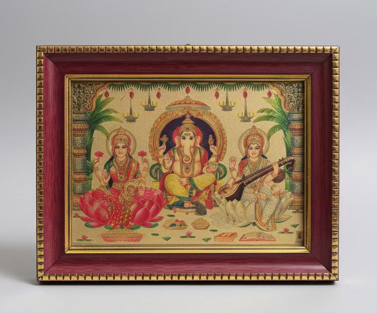 Rosewood Synthetic God Frames – Hindu Deity Photo Frames for Home Pooja Mandir (Ganesha, Lakshmi, Durga, Hanuman & kan thirusti vinayagar)