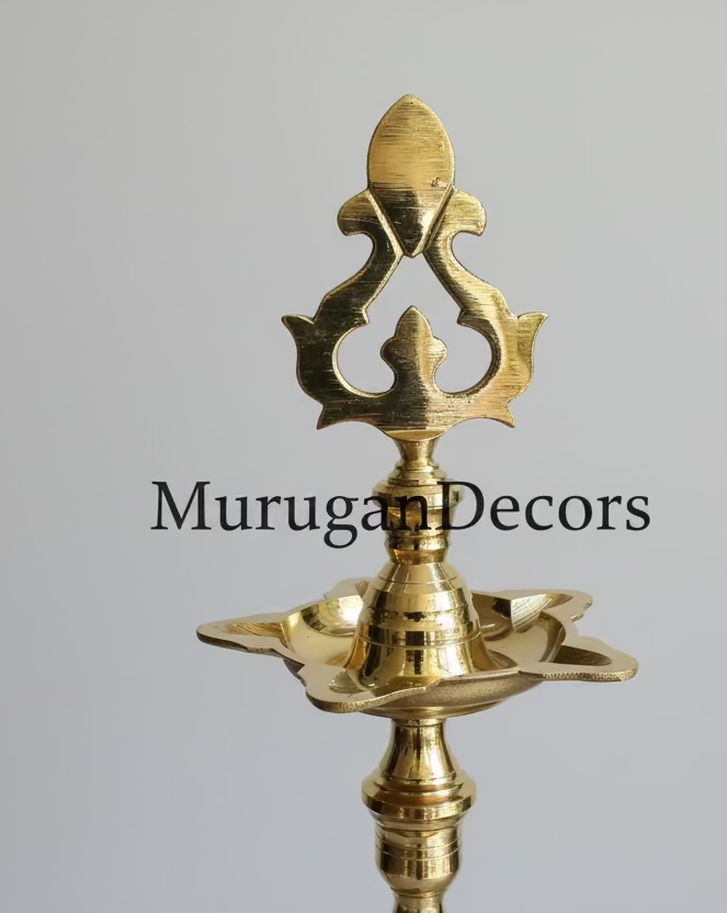 Brass Kuthu Vilakku – (16 inch) 5-Wick Traditional Oil Lamp for Hindu pooja|Home Mandir|Diya Lamp for Puja Diwali Diyas - Traditional Samai Lamp Kutthu vilakku Panchmahal Deepam - Indian Diwali Gifts