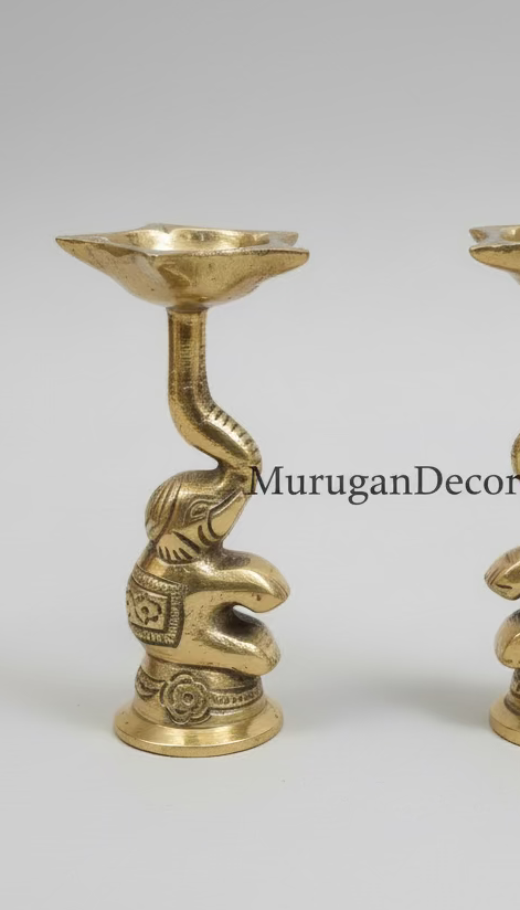Handmade Brass Elephant Diya – Lucky Christmas Candle Holder |Indian Home Decor Item|Best House Warming Gifts|Brass Diya Oil Lamp