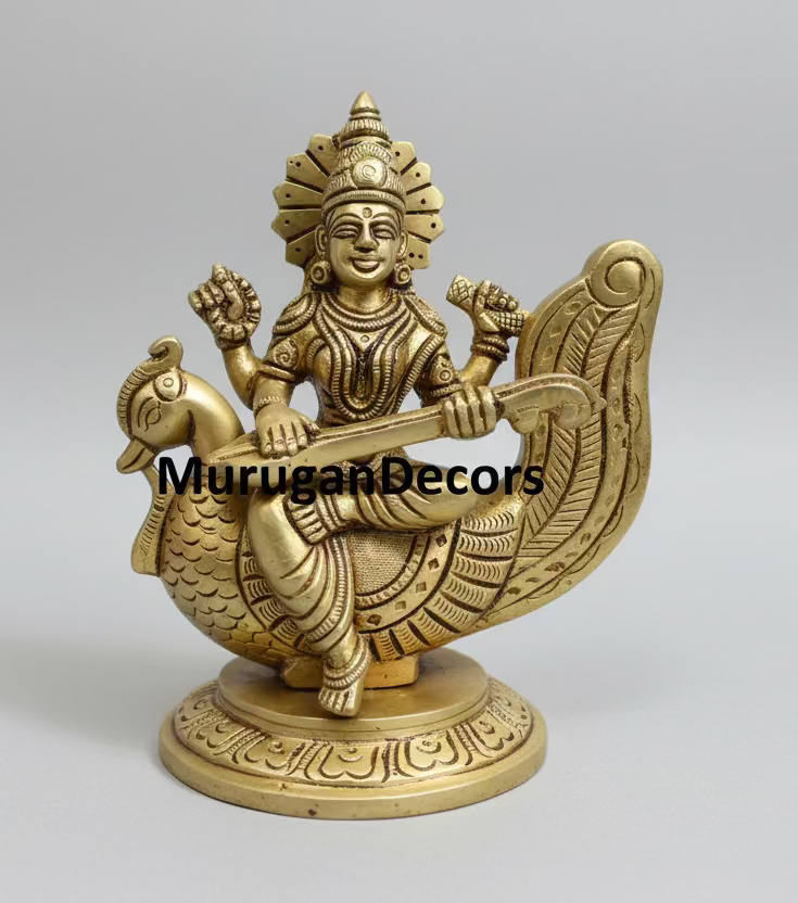 Brass Saraswathi Devi Idols for Home Mandir| Hindu God Statue|Spiritual Gifting | Housewarming| Festival Gifting |Home Decor Item|Best House Warming Gift|Home Decorative by Indian Collectable