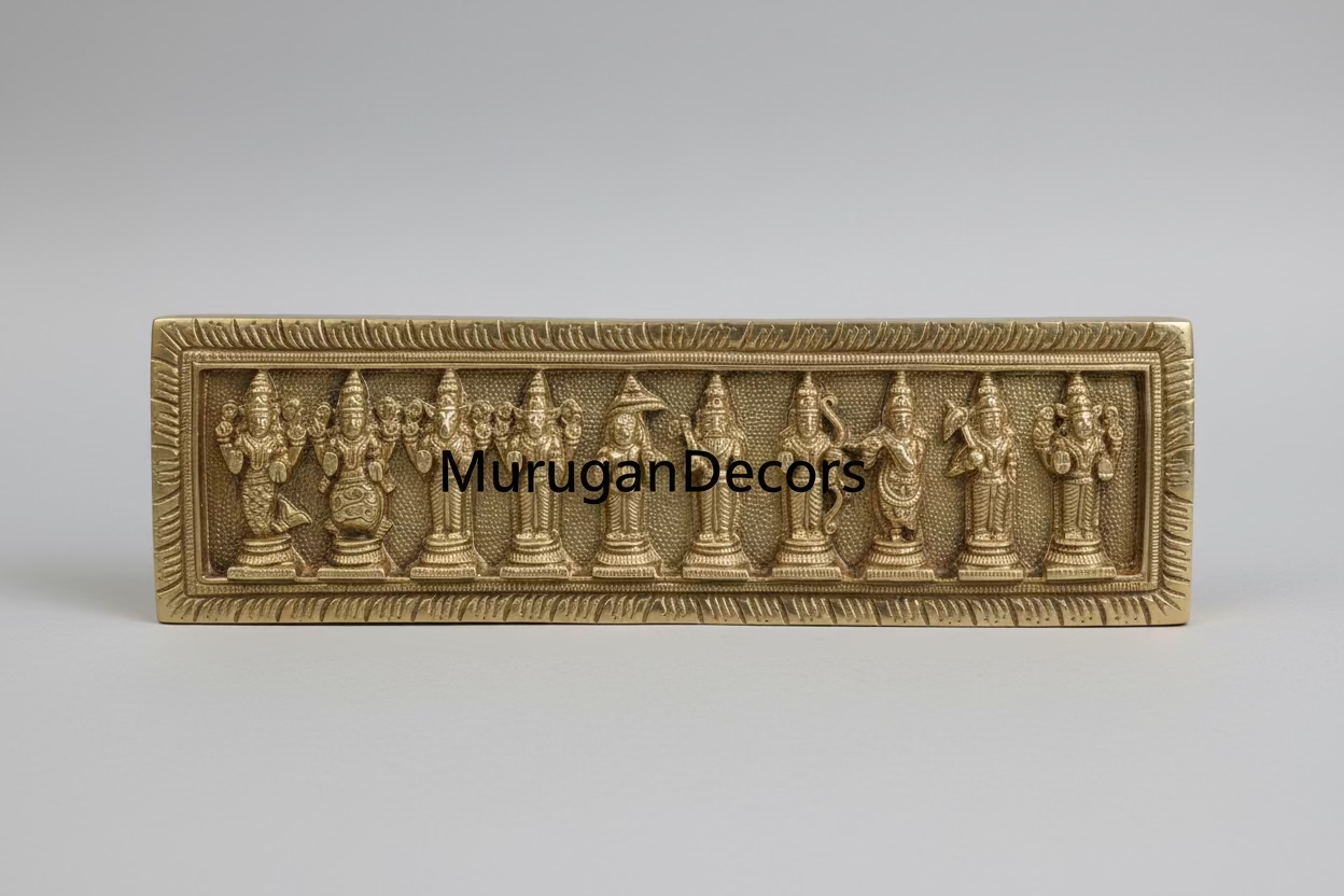 Brass Vishnu Dashavatara Wall Hanging – Antique Finish Ten Incarnations Sculpture for Hindu Temple Art | Housewarming Gifts| Wall Décor|Hindu Traditional Home Decor| Best House Warming Gift|Spiritual Gifts|Home Decorative by Indian Collectible