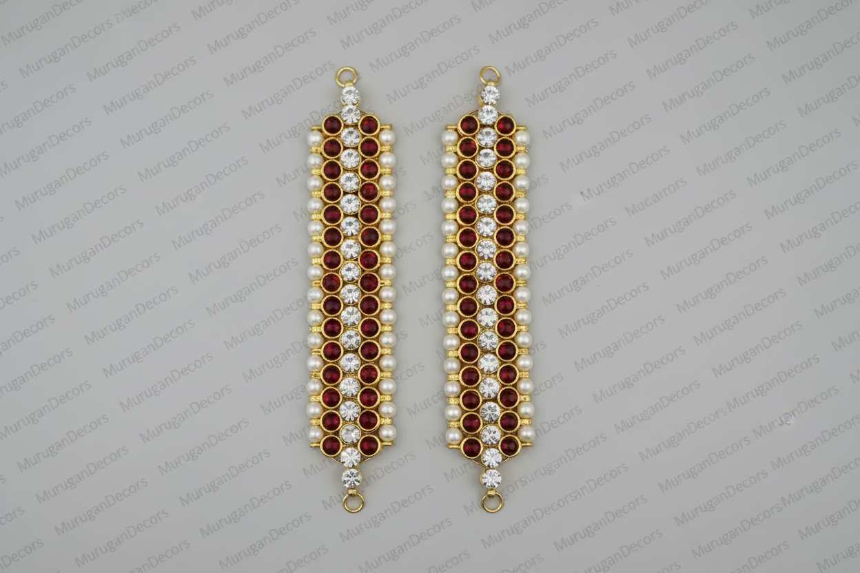 Bharatnatyam Dance Jewelry full Set| Good Quality Red and White Kemp stone Bharatanatyam Jewellery/ Stone & Pearl |Classical Dance Jewelry set