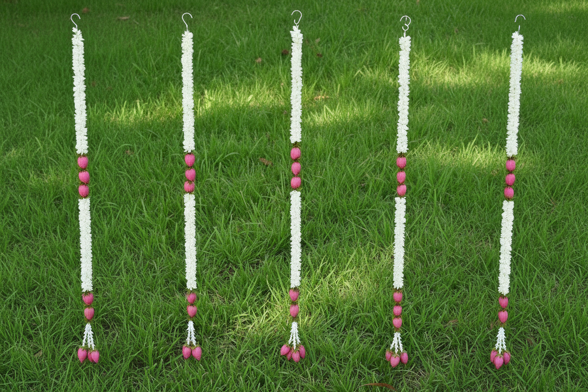 Lotus Buds hanging toran |Stair Case hangings| Lotus garland strings/ Pooja Decor / Indian Pooja Decor / Artifical Flower Decor / Flower Pooja Decor/ Ganesh Pooja Decor
