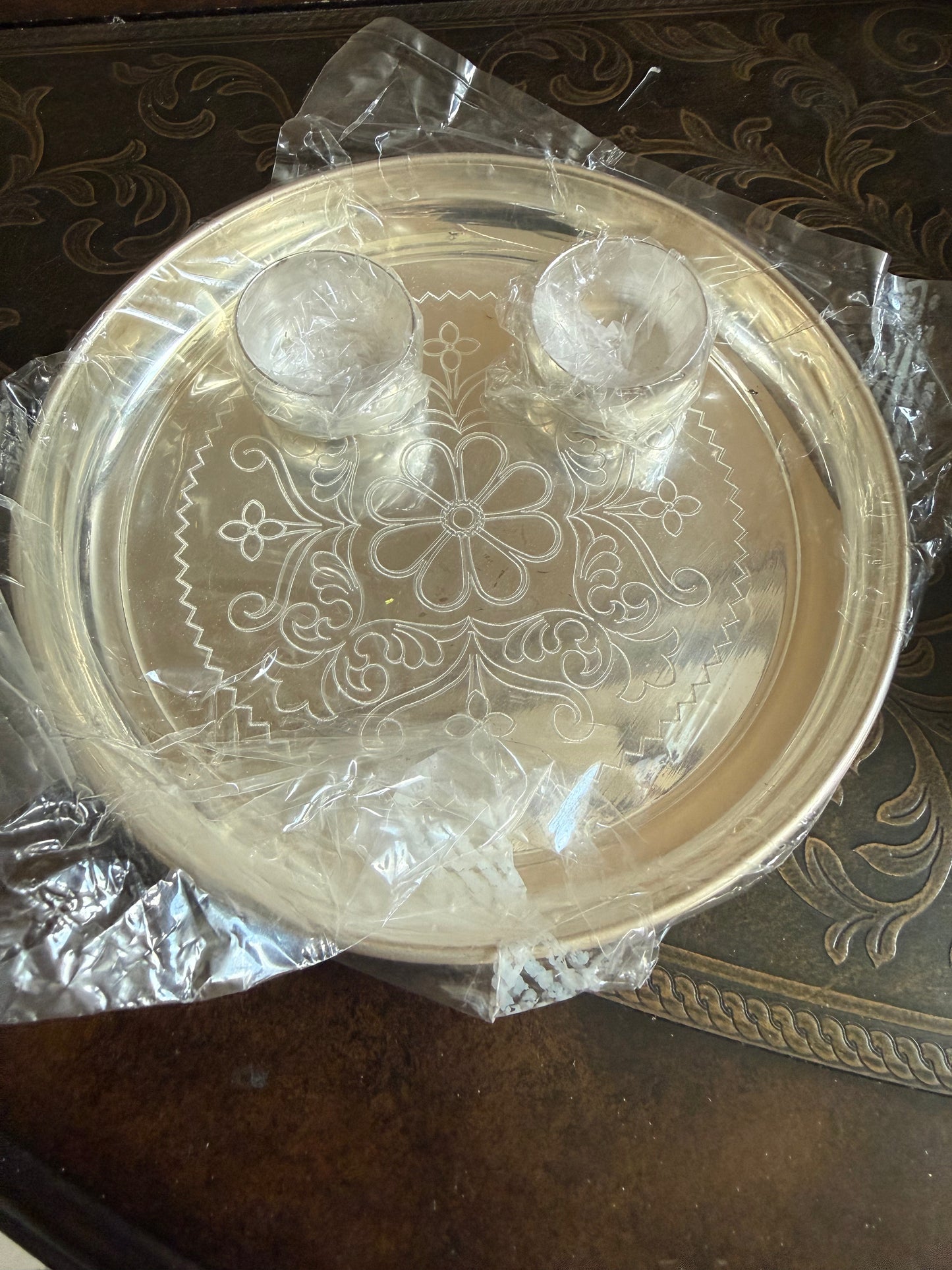 German Silver Pooja Thaali Plate |(10 inch)| Thamboolam plate: Indian Pooja Thali plate Favor | Wedding Favors |Housewarming Gifts