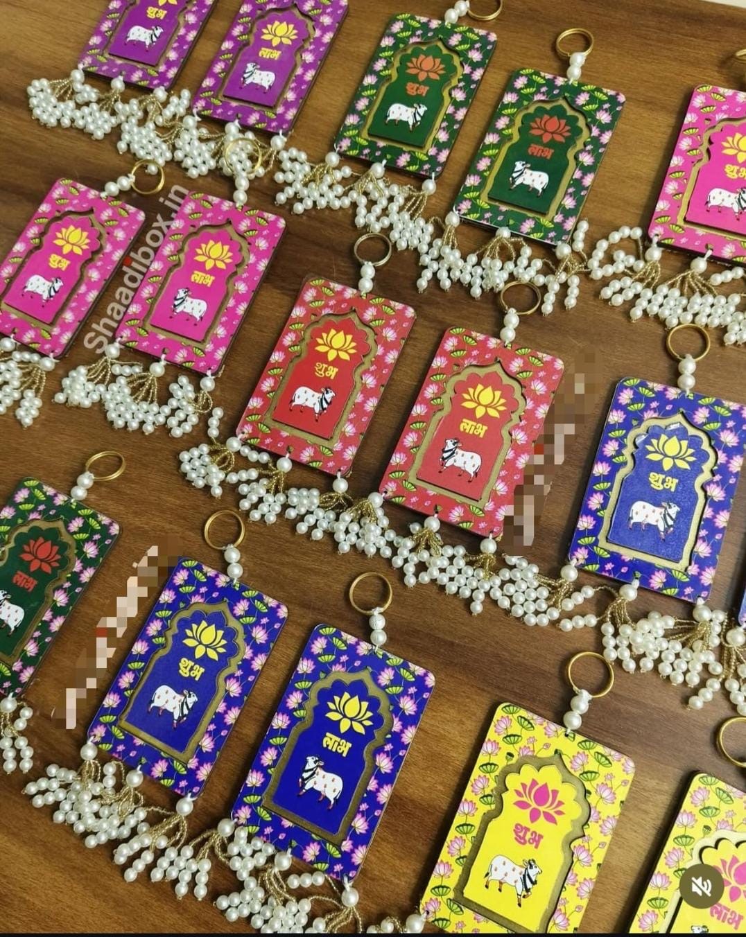 Acrylic Rectangle Design Pichwai Cow Shubh Labh Wall Hanging – Auspicious Diwali & Navratri Décor | Ganesh Chaturthi, Golu Festival & Housewarming Decoration