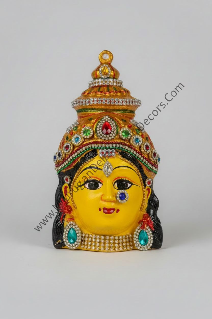Buy Varalakshmi amman Face 8 by 4 inch ammavaru face,Lakshmi face for Varalakshmi pooja decorations in USA at Murugan Decors