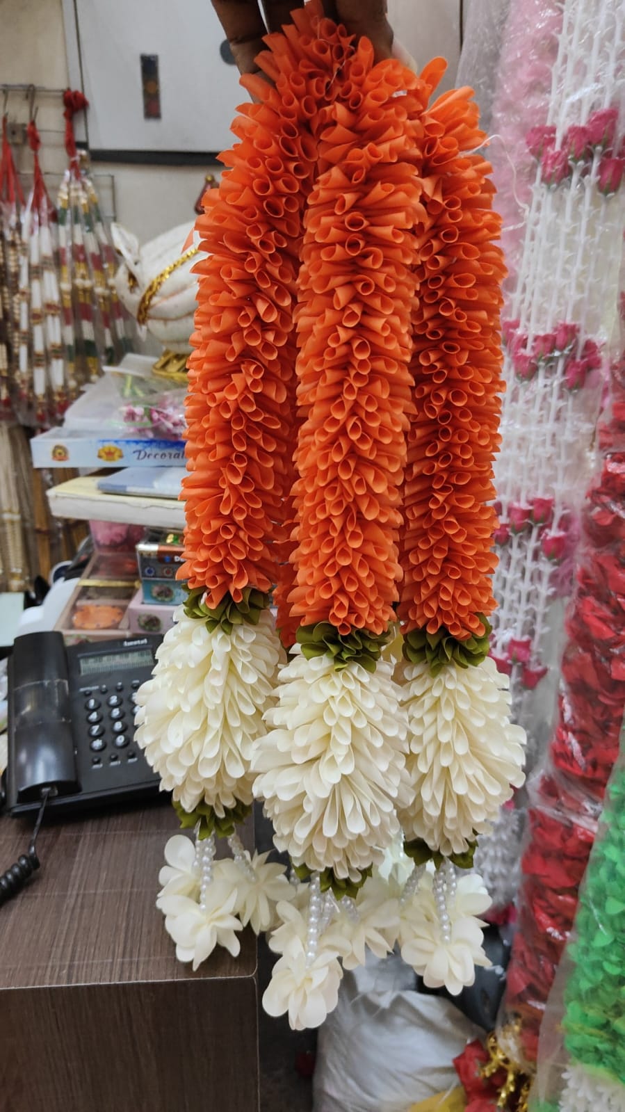 Jasmine Artificial garland Decor / garland strings/ Pooja Decor / Indian Pooja Decor / Artifical Flower Decor / Flower Pooja Decor/ Ganesh Pooja Decor