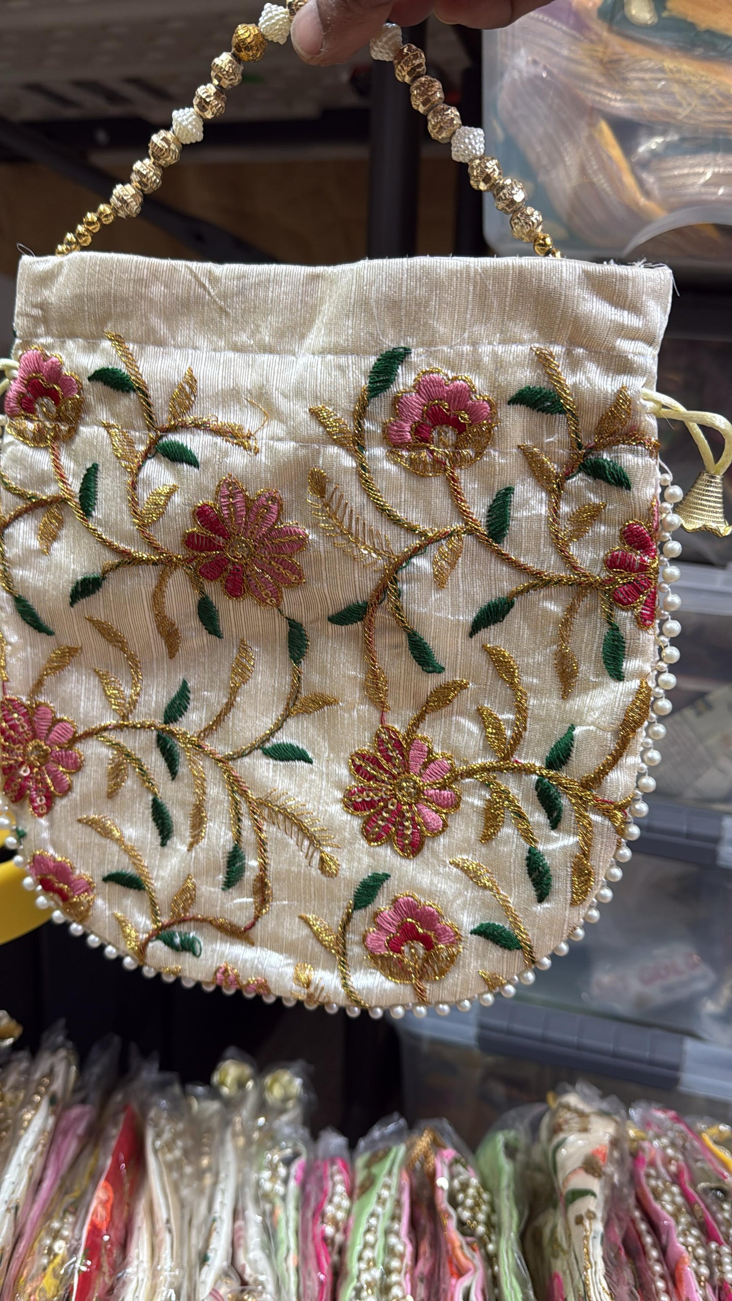 Potli bags with beads for Diwali and Housewarming return gifts