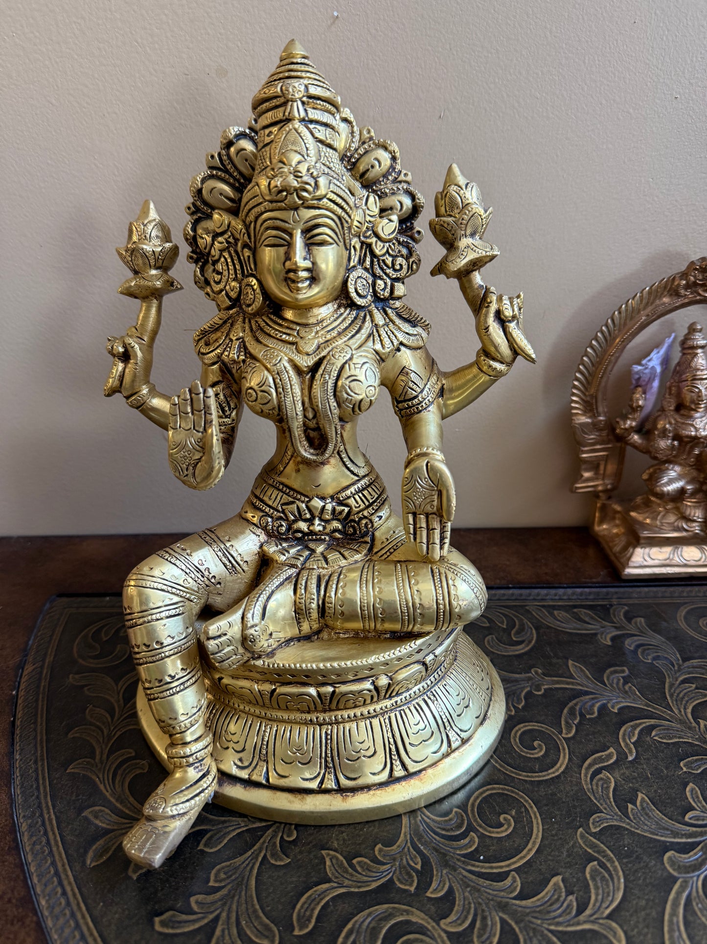 Brass Hindu god idols |10 inch | Ganesh statue|Ganesha and Lakshmi God statue for pooja room | Vinayakar & Lakshmi Murti | Antique inch Brass Statue|Lakshmi |Vinayagar | Vishnu | Hanuman |Krishna | brass Statue for Hindu pooja