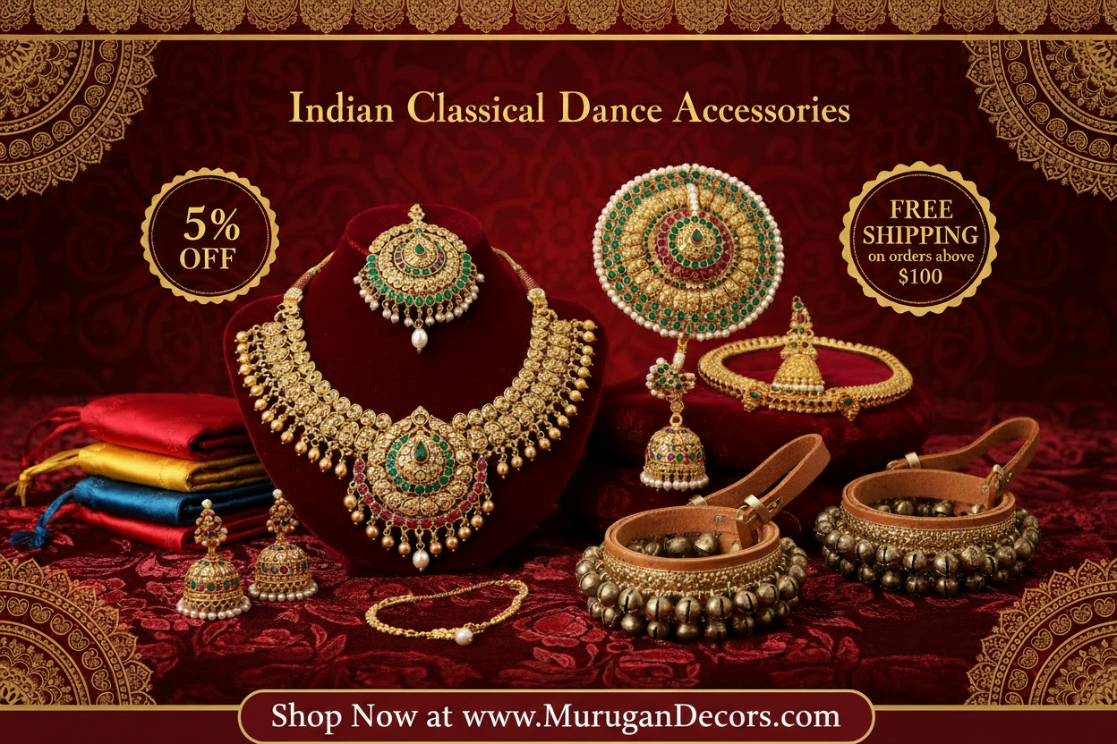 Shop all Indian Classical Bharatnatyam Dance Jewelry and Dance accessaries in USA at Murugan Decors