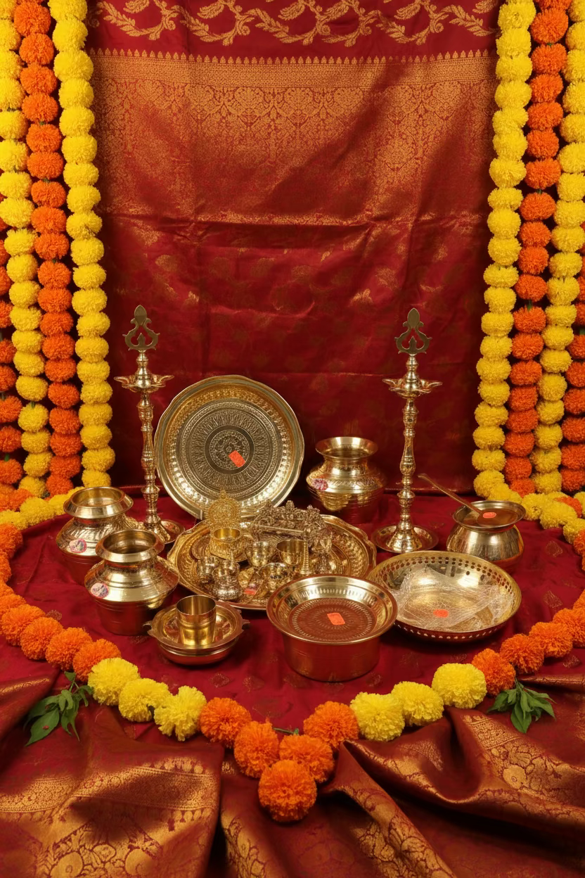Brass Pooja Items & Return Gifts – Divine Idols, Utensils & Auspicious Brassware Collection