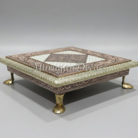 Handcraft wooden Pooja Chowki for God Sitting, Puja Aasan, Chaurang, Puja Stool for God, Table for God Idols, Bajot gift, Pooja peeta, Pooja Mandir