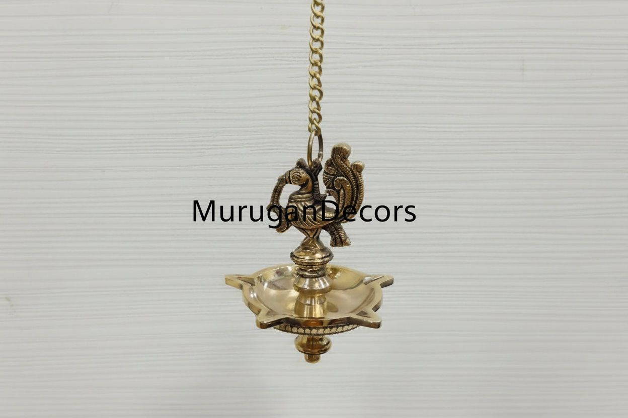 brass peacock hanging diya/ villakku/brass hanging lamp | Brass Annam vilakku Oil Lamp | Traditional Indian Pooja Vilakku| decorative hanging lamp for housewarming gifts
