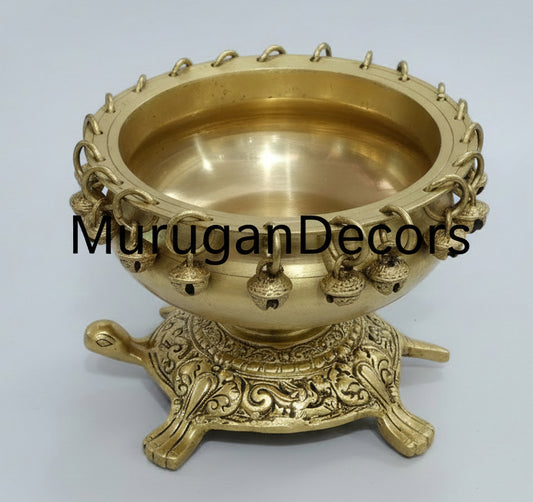 Brass Urli Ethnic Traditional Tortoise Urli | Decorative Vastu Fengshui Bowl for Flowers|Decorative Heavy Brass Urli Bowl |Brass Urli Bowl  | Pooja & Decor, Indian Wedding Favor|return gifts|God stand |housewarming decor|diwali decor