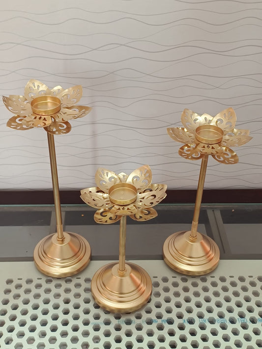 3 pc Metal Standing tlight holder for Decor | Decorative Urli Bowl Tealight Holder | Urlis for Decoration Indian | Urli Bowl for Floating Flowers, Tea Light Candle, Home, Diwali Decorations/housewarming decors for Home