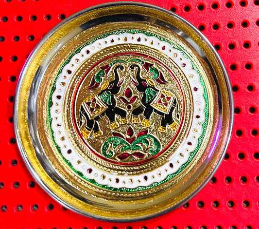 Meenakari plate/Pooja Thali 7 inch