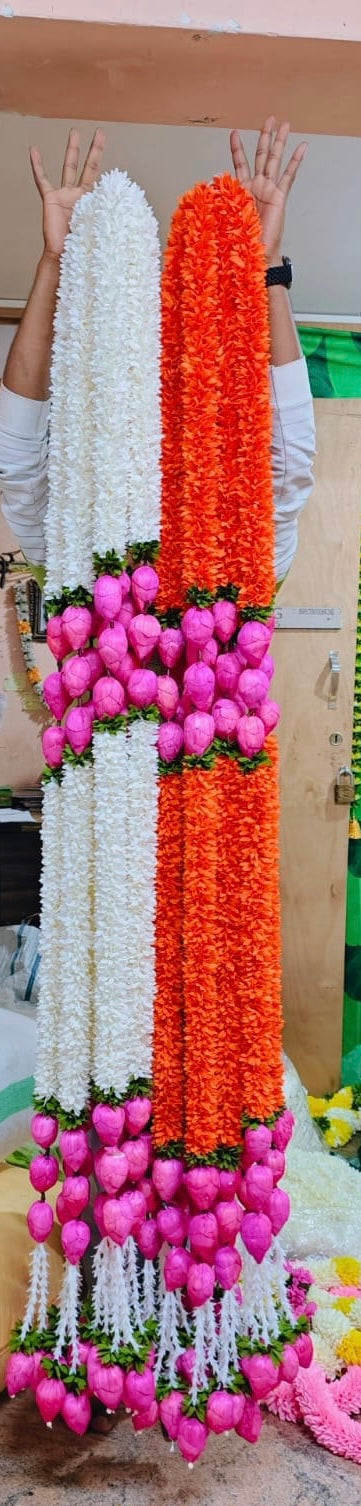 Lotus Buds Hanging Toran 5.5 feet |Stair Case hangings| Lotus garland strings | Pooja Decor| Indian Housewarming Pooja Decor | Artifical Flower Decor | Flower Pooja Decor/ Ganesh Pooja Decor
