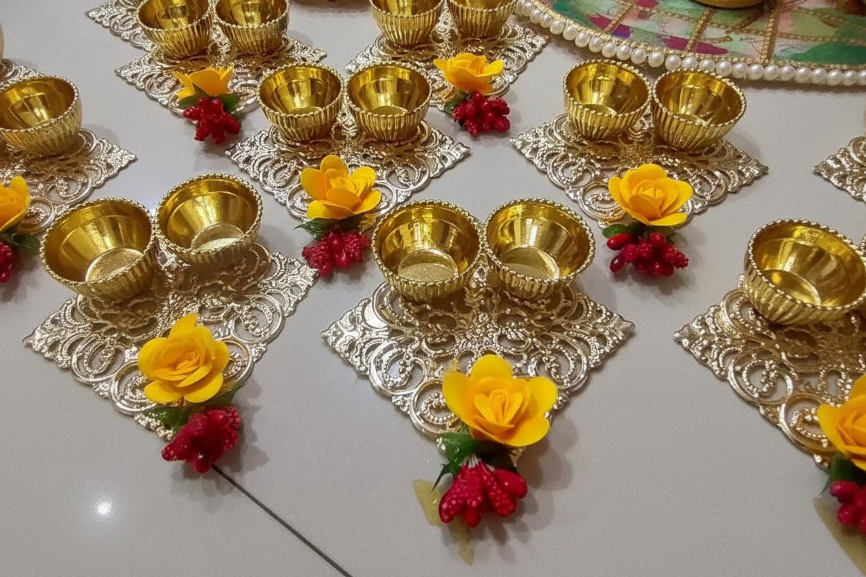 Haldi Kumkum Plate for Indian Return Gifts | Housewarming-Handmade hadli kumkum Holder Pooja thali ,Return Gifts,Housewarming Gifts, Puja Favors,christams Gift For Guests,wedding favor