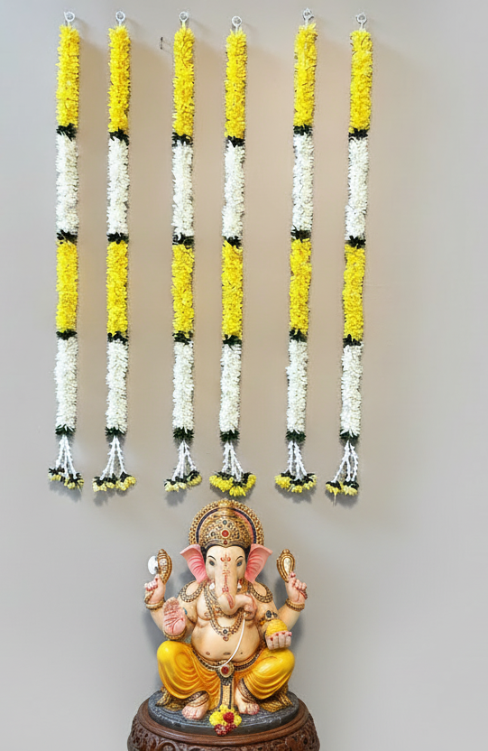 4 feet Lilly garland for housewarming decoration backdrop garlands(count-1)|Haldi decorations|wedding and diwali garlands