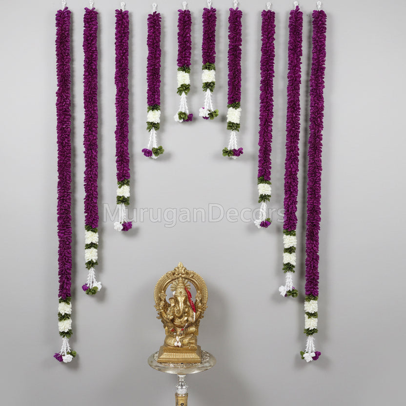 Indian Artificial flower garland pooja backdrop garland set for housewarming/festival decorations/pink garlands