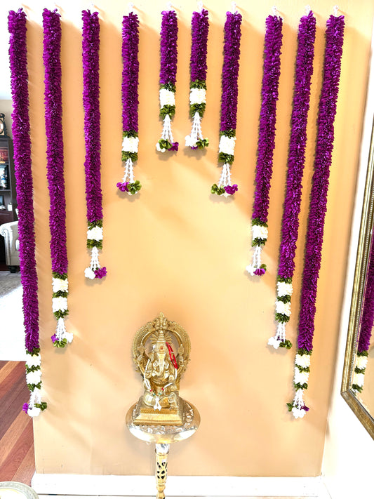 Indian Artificial flower garland pooja backdrop garland set for housewarming/festival decorations/pink garlands