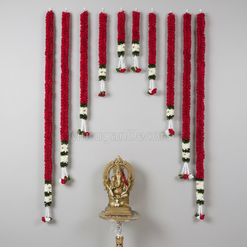Indian Artificial flower garland pooja backdrop garland set for housewarming/festival decorations/pink garlands