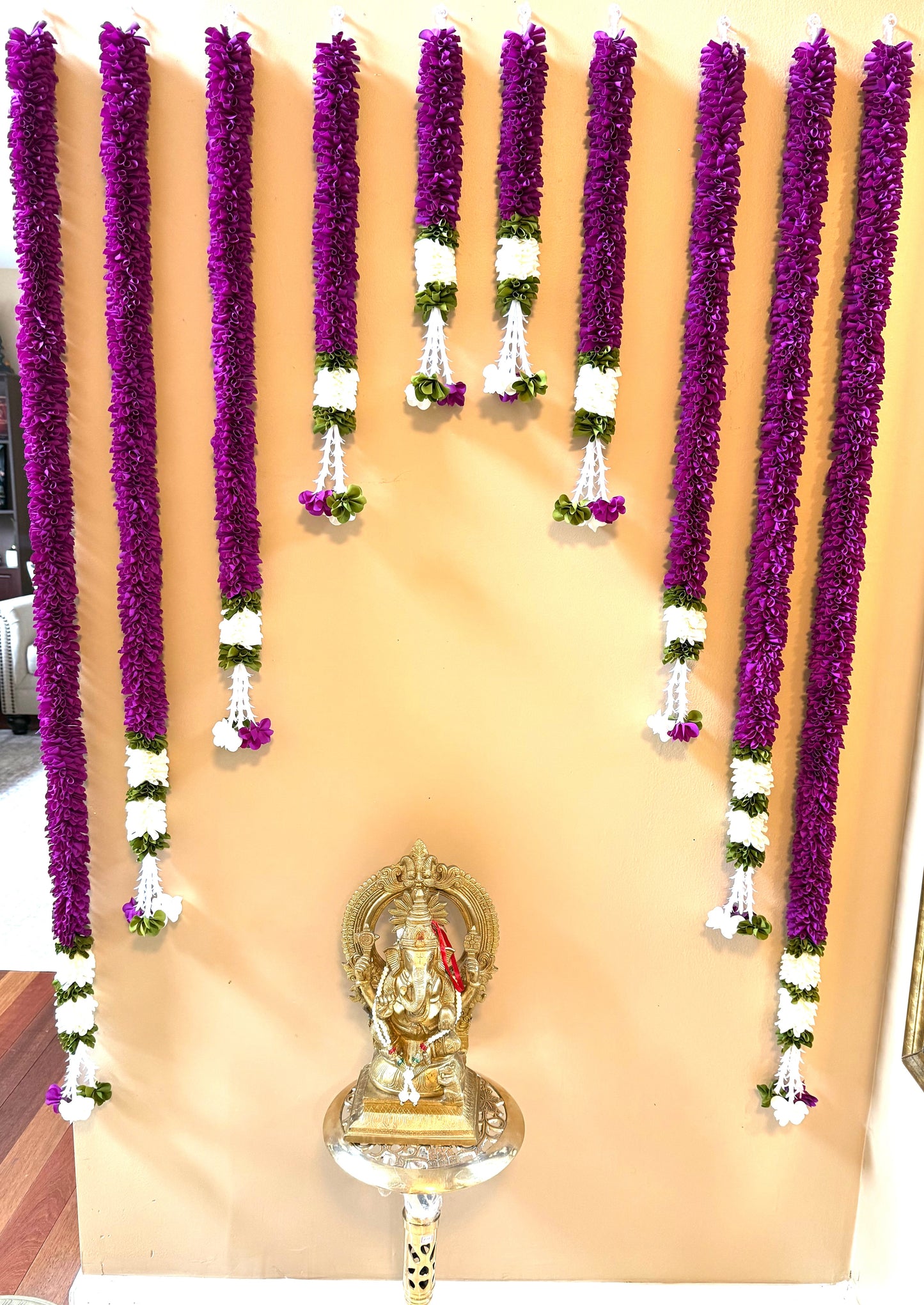 Indian Artificial flower garland pooja backdrop garland set for housewarming/festival decorations/pink garlands