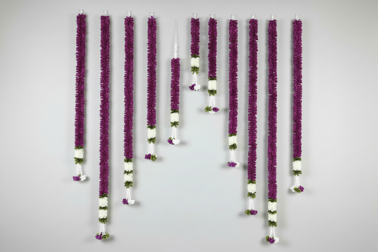 Indian Artificial flower garland pooja backdrop garland set for housewarming/festival decorations/pink garlands