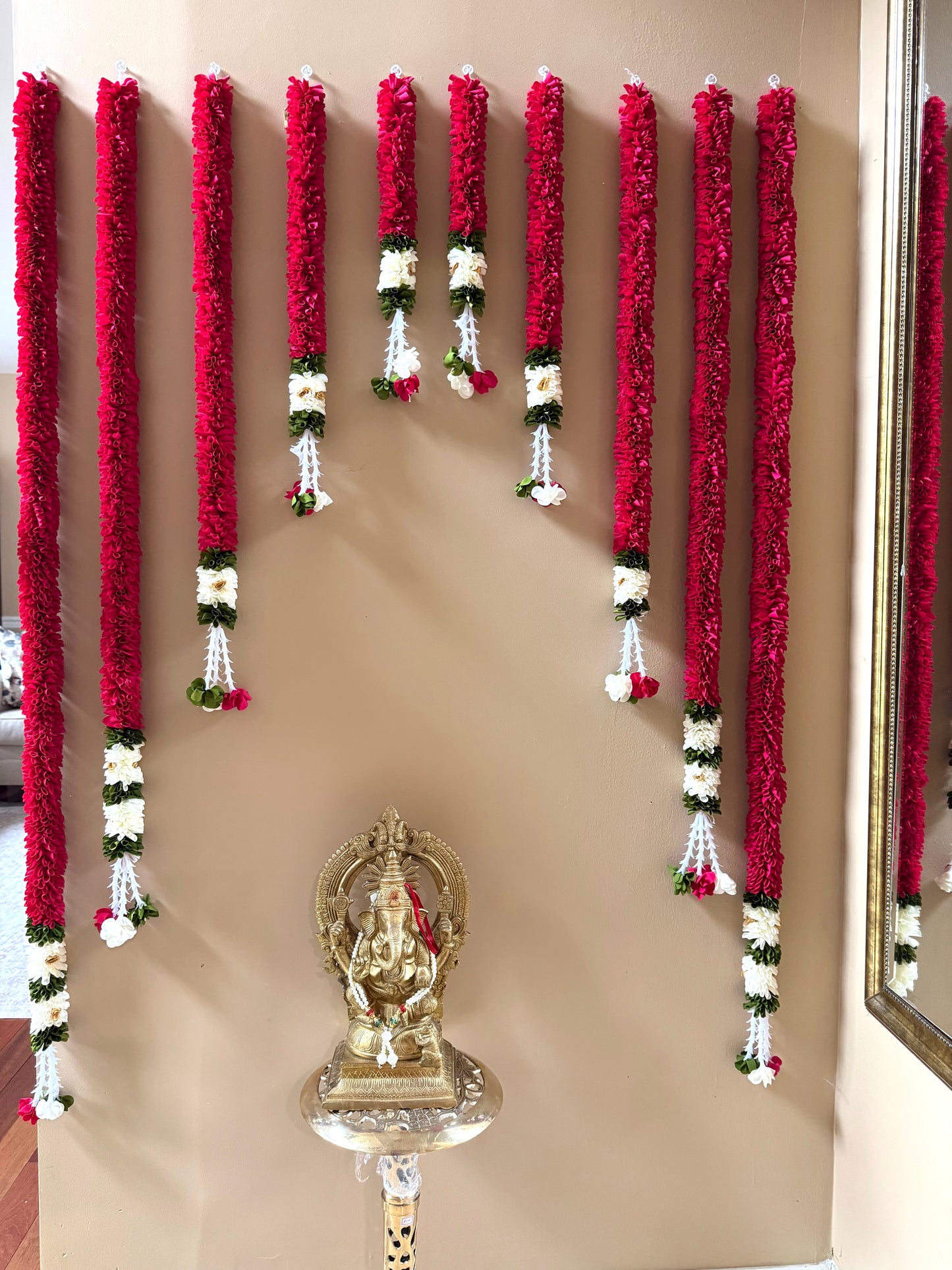 Indian Artificial flower garland pooja backdrop garland set for housewarming/festival decorations/pink garlands