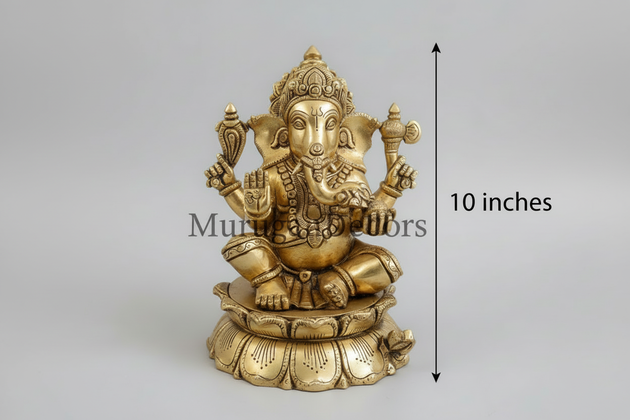 Brass Hindu god idols |10 inch | Ganesh statue|Ganesha and Lakshmi God statue for pooja room | Vinayakar & Lakshmi Murti | Antique inch Brass Statue|Lakshmi |Vinayagar | Vishnu | Hanuman |Krishna | brass Statue for Hindu pooja