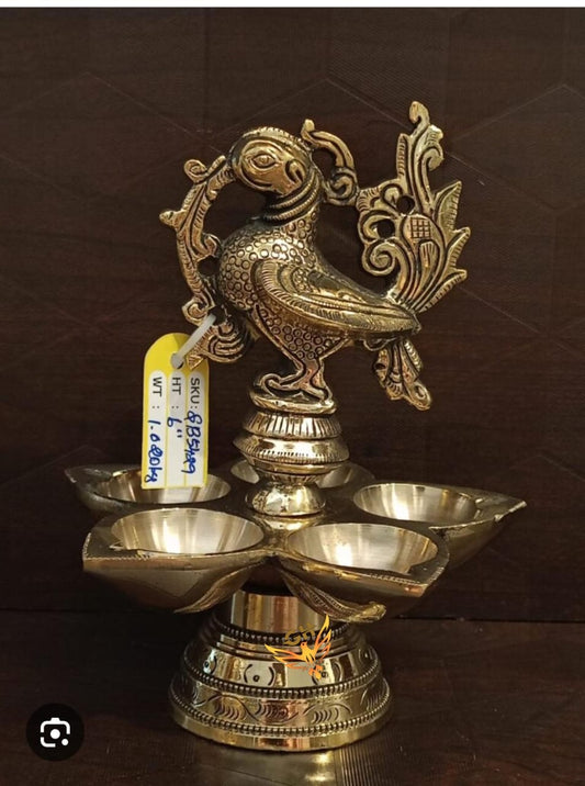5 face Brass Annam Vilakku/ Annapakshi Vilakku|brass peacock diya/ villakku |brass lamp | Brass Annam vilakku Oil Lamp | Traditional IndiaDecorative Lamp| Pooja Vilakku