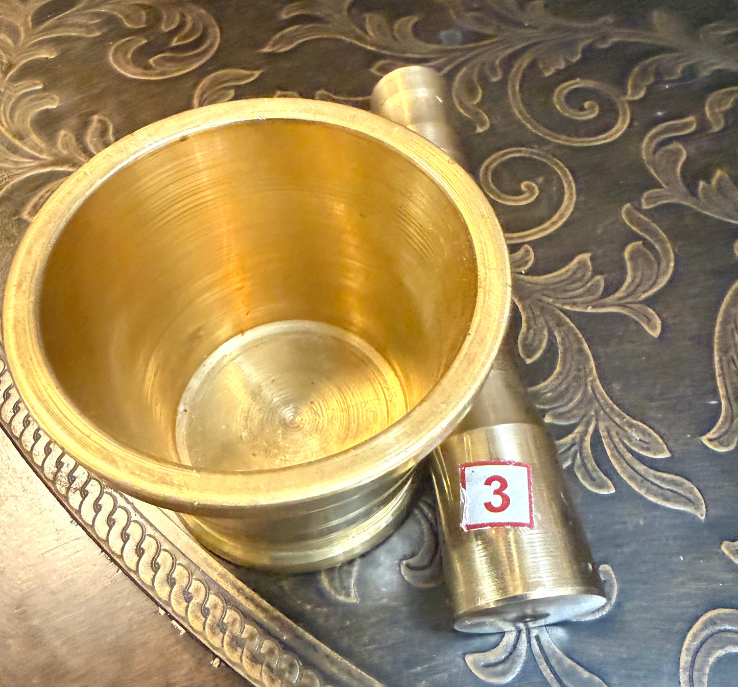 Solid Bronze Mortar and Pestle | Pure Brass Mortar Pestle Traditional Peetal Khal Batta For Spices|Home Kitchen Utens
