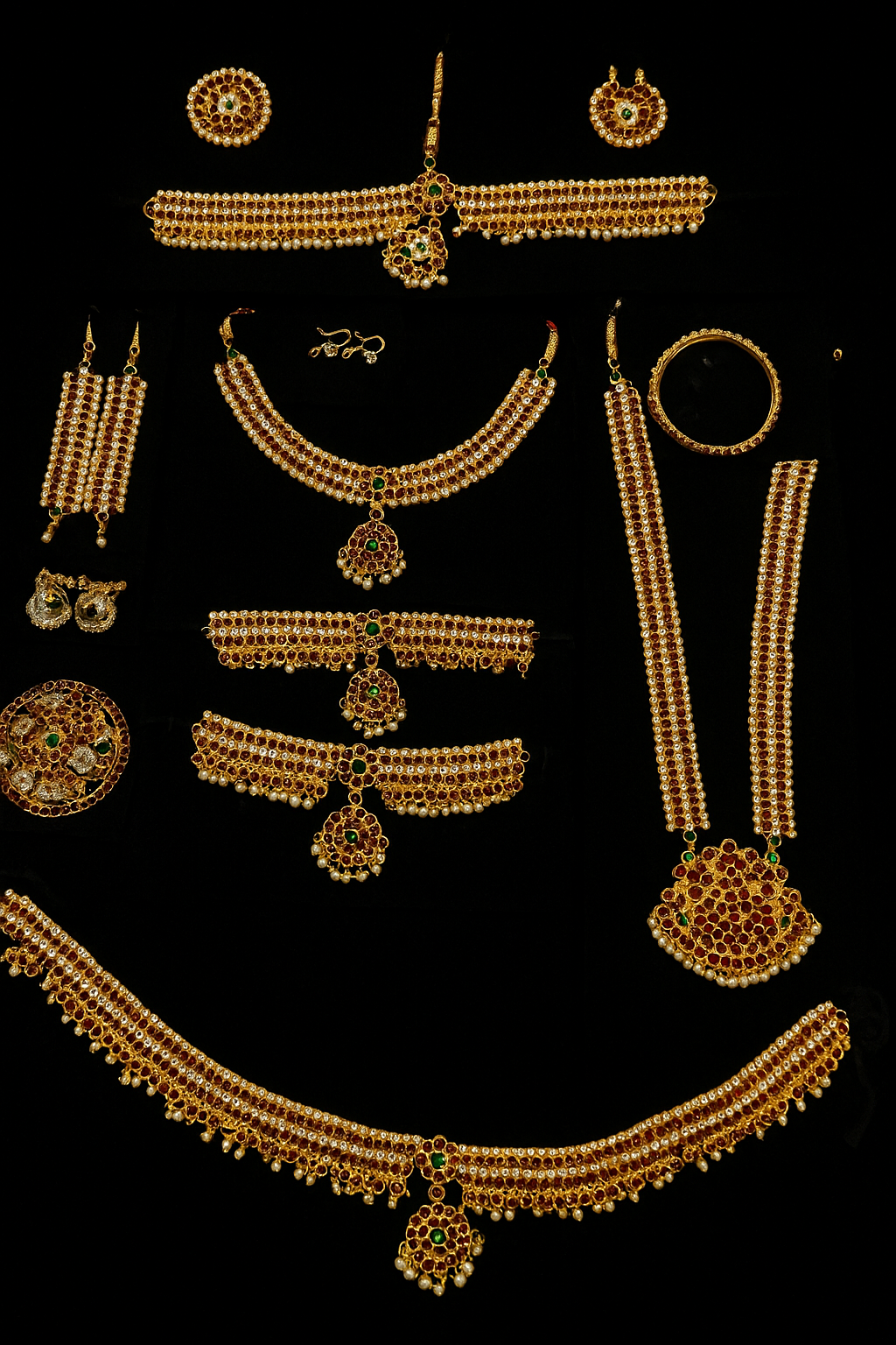 Bharathanatyam Dance Jewellery full Set| Kemp Bharatanatyam Jewelry/ Stone & Pearl Jewelry Set For Dance
